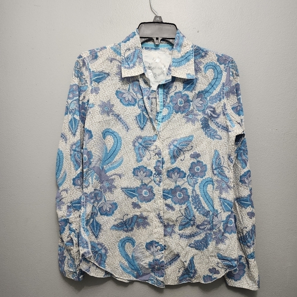 Cino Sundance women's buttons down shirt blouse top size XS blue and pur…
